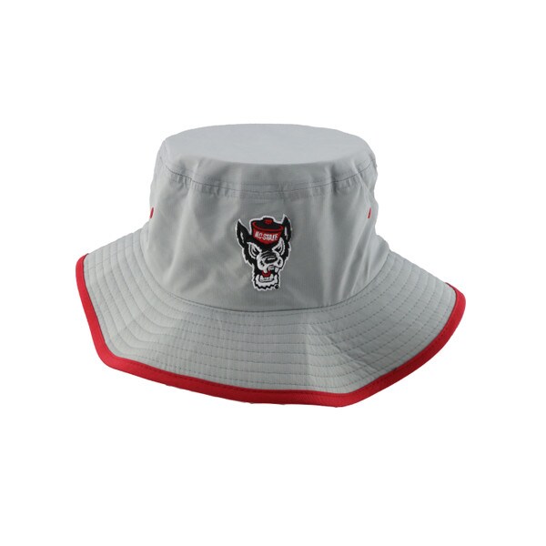 Light Gray/Red Wide Brim Bucket Hat